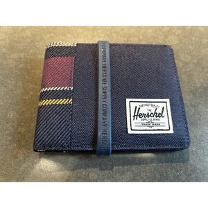 NWT Herschel Unisex Roy RFID Foldable Classic Wallet, Navy/Plaid One Size